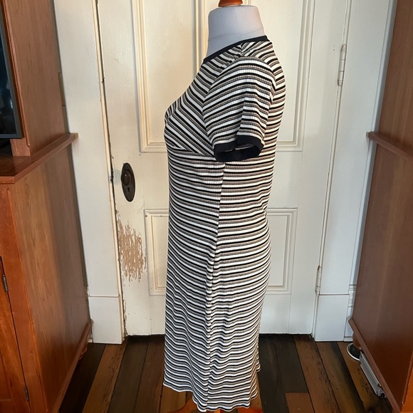 Black and brown striped tshirt dress. Size 1X ModCloth. Form fitting - Picture 2 of 4